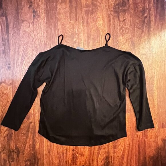 Anna Kaci NEW Black Cold Shoulder Long Sleeve V Neck Casual Top Size XL - Picture 3 of 3